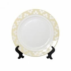 Тарелка фарфоровая белая с орнаментом кленовый лист, 203мм распродажа