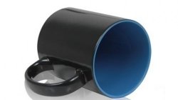Кружка керамическая хамелеон черная, внутри голубая стандарт 330мл